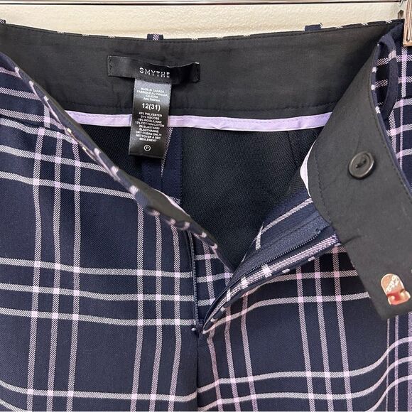 NWOT Smythe Bootcut Pant In Navy Plaid Grid Size 12 - Picture 6 of 10